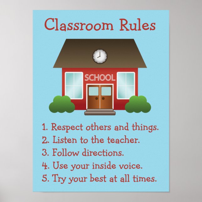 Poster Jolie école rouge Bâtir des règles de classe perso (Devant)