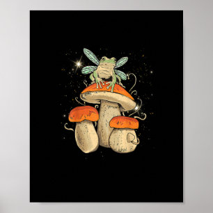 Poster Jolie esthétique Cottagecore Champignon Grenouille
