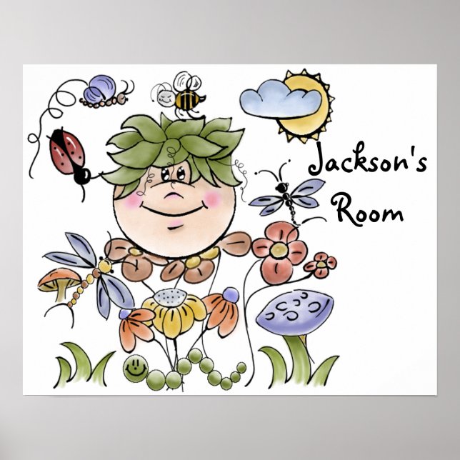 Poster Jolie fée de jardin de fleurs personnalisée (Devant)