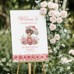 Poster Jolie Fée Fantaisiste Rose Bienvenue pour un 4ème
