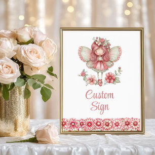 Poster Jolie Fée Fille Rougeur Florale Anniversaire Sur M