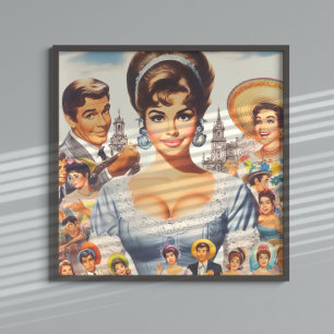 Poster Jolie femme vintage