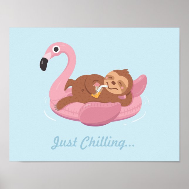 Poster Jolie fente en Flamant rose rose sur flotteur Impr (Devant)