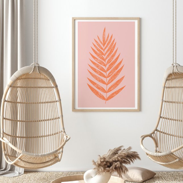 Poster Jolie Ferne Botanique Feuille Pastel Rose Orange (Créateur téléchargé)