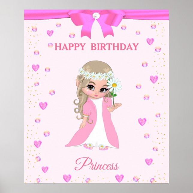 Poster Jolie fête d'anniversaire Princesse & Gems sur aff (Devant)