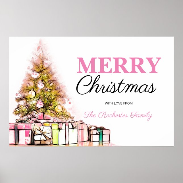 Poster Jolie fête de Noël Pink Holiday Tree (Devant)