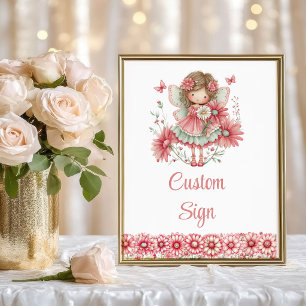 Poster Jolie Fille Fée Rouge Florale Anniversaire Personn