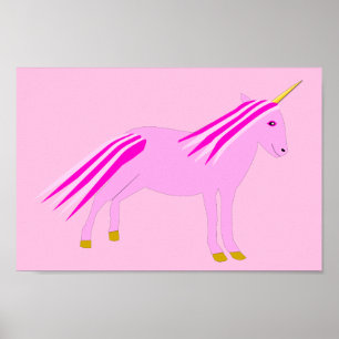 Poster Jolie fille rose bébé licorne