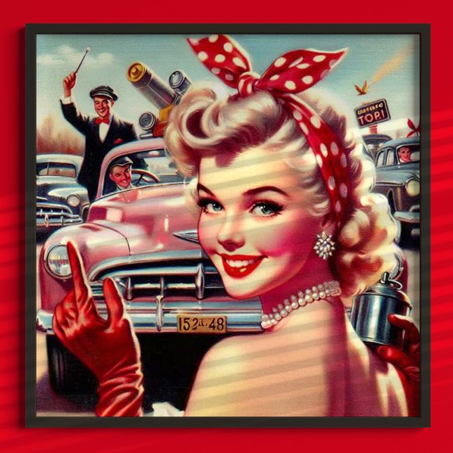 Poster Jolie fille Vintage des années 1950 (Créateur téléchargé)