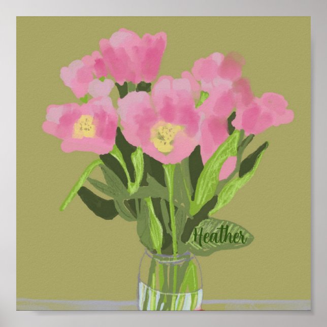 Poster Jolie Fleur de tulipe d'Art moderne Illustration + (Devant)