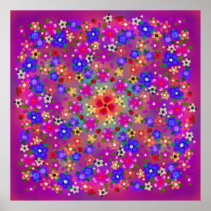 Poster Jolie Fleurs Multicolores Style Boho