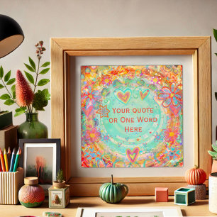 Poster Jolie Floral Orange Aqua Nom Personnalisé Citation