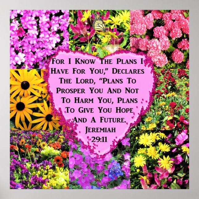 POSTER JOLIE FLORALE JEREMIAH 29:11 BIBLE (Devant)