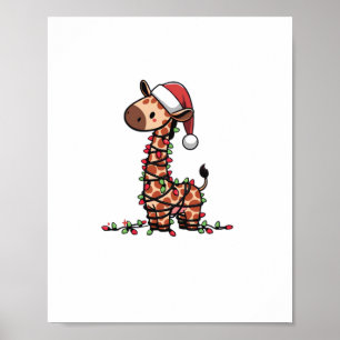 Poster Jolie girafe Noël Arbre Amoureux des girafes