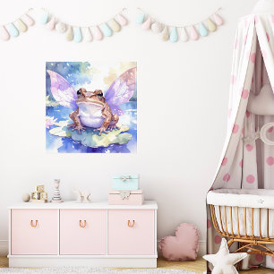Poster Jolie grenouille fée aquarelle   Art pour la nurse