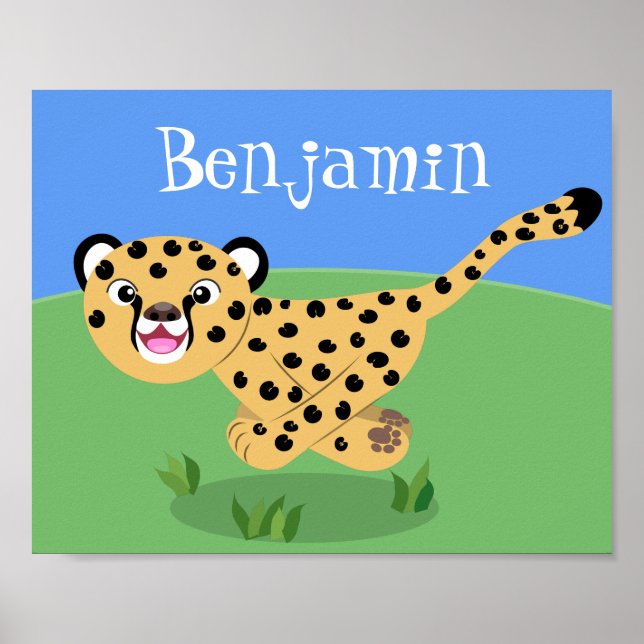 Poster Jolie guépard joyeux dessin animé (Devant)