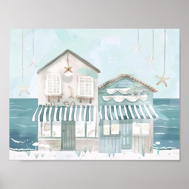 Poster jolie illustration de plage style aquarelle (Devant)