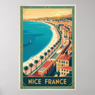 Poster Jolie illustration vintage de Negresco Riviera à N