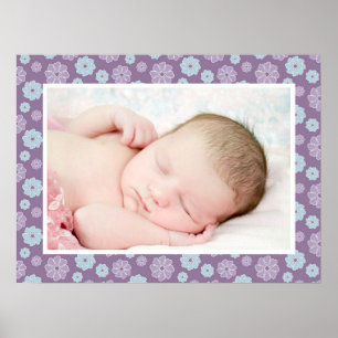 Poster Jolie Lilac Purple et Blue Floral Photo personnali