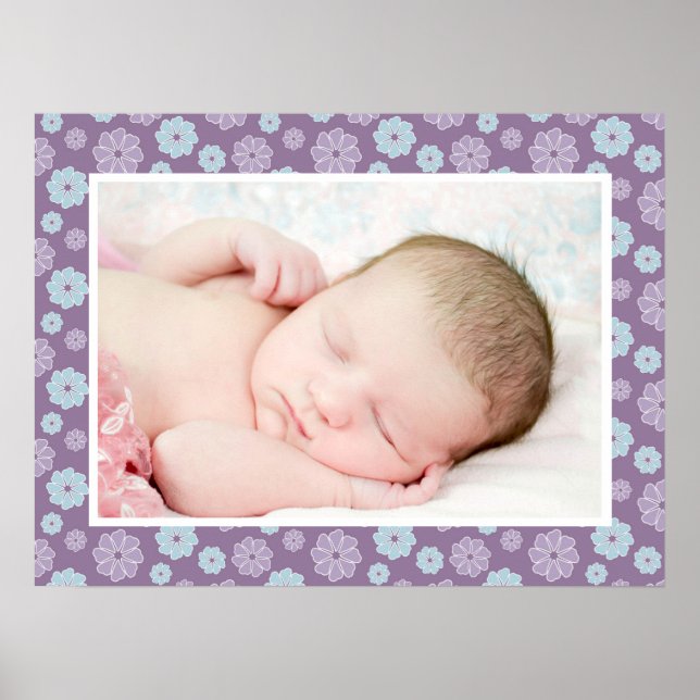 Poster Jolie Lilac Purple et Blue Floral Photo personnali (Devant)