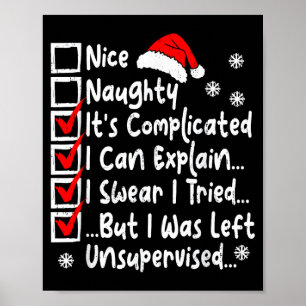 Poster Jolie liste de Noël drôle à cocher méchante et gen