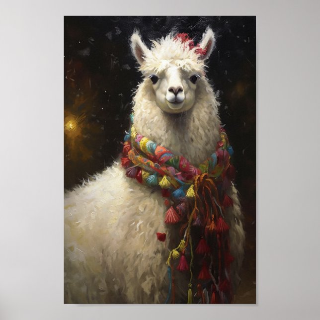 Poster Jolie Llama de Noël (Devant)
