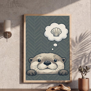 Poster Jolie loutre rêvant d'affiche de nurserie de coqui