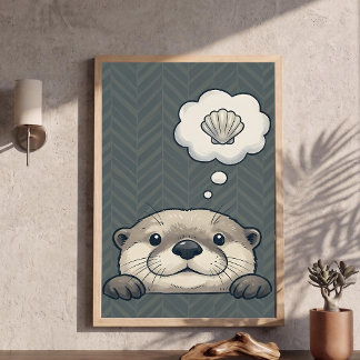 Poster Jolie loutre rêvant d'affiche de nurserie de coqui