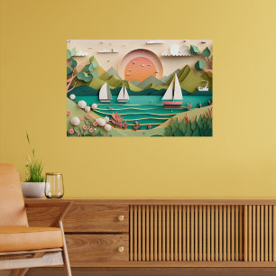 Poster jolie maison de plage 3d effet