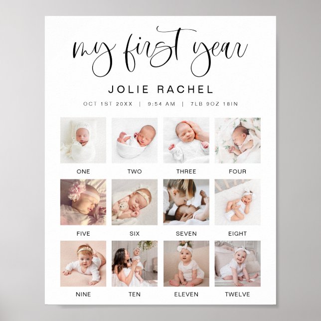 Poster JOLIE Minimal amusant Boho Première année Photo Mi (Devant)