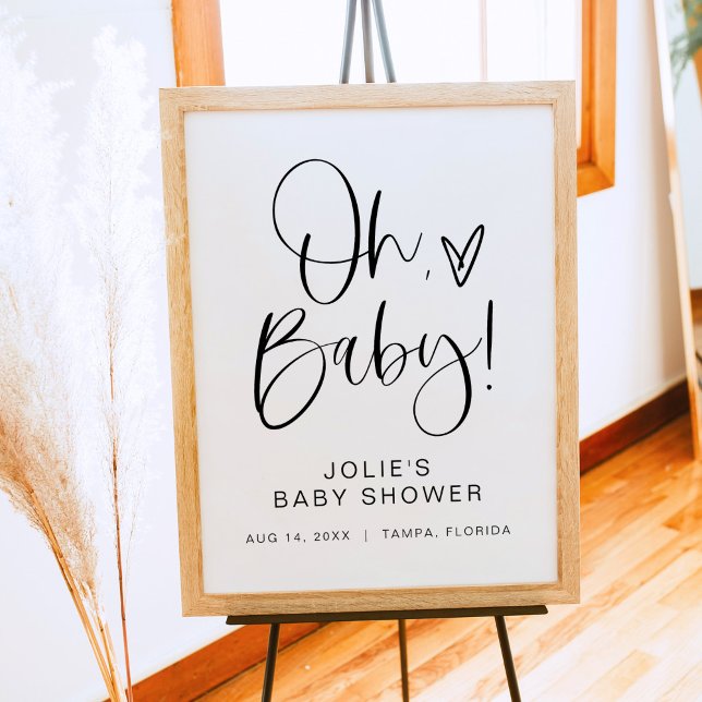 Poster JOLIE Modern Boho Oh Baby Baby shower Bienvenue (Créateur téléchargé)