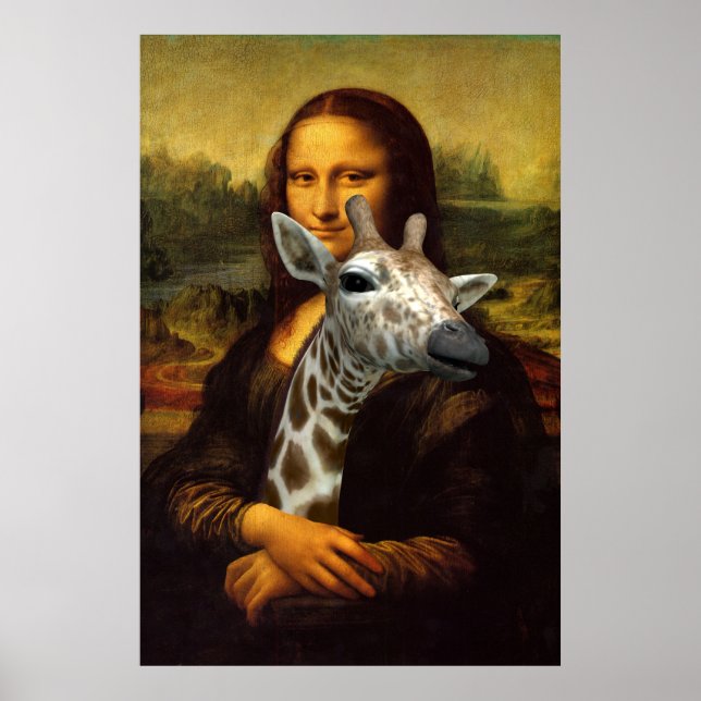 Poster Jolie Mona Lisa Enferme Une Giraffe (Devant)