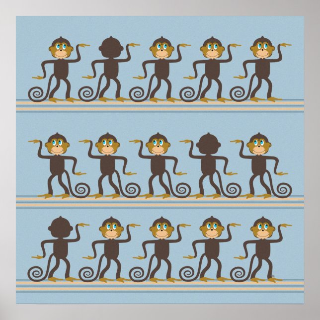 Poster Jolie motif de safari dansante, chambre de garçon (Devant)