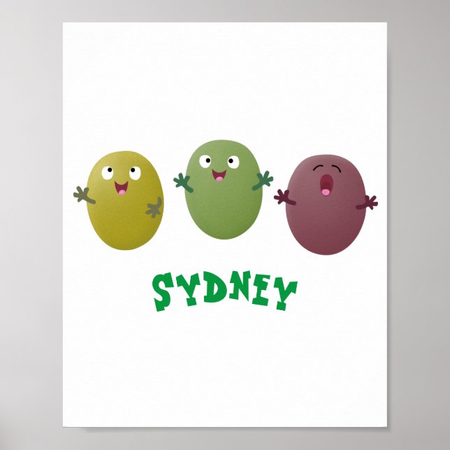Poster Jolie olives joyeux chantant dessin animé (Devant)