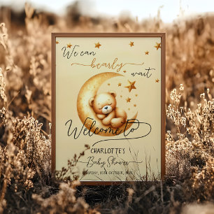 Poster Jolie Ours Endormi Sur La Lune Bienvenue Baby Show