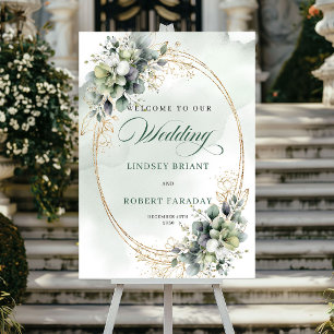 Poster Jolie pancarte de bienvenue de mariage à la verdur