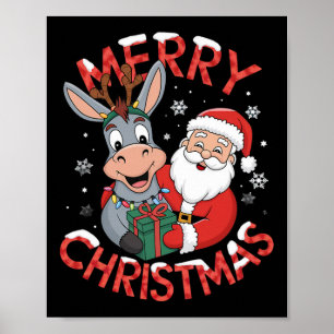 Poster Jolie Père Noël Donkey Xmas Sur Donkey Noël
