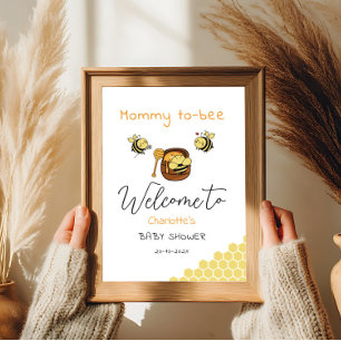 Poster Jolie petite abeille avec un doux bébé miel Bienve
