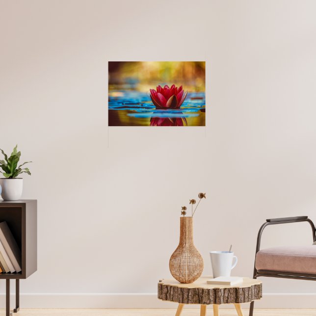 Poster Jolie photo d'une fleur de Lotus dans un étang (Salon 3)