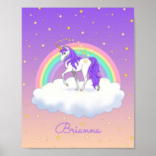 Poster Jolie Purple Sweet Dreams Rainbow Unicorn