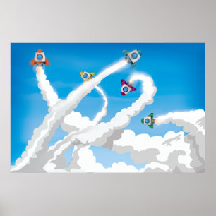 Poster Jolie Rockets De Jouet Cartoon !