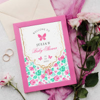Jolie rose rose florale ruban doré Baby shower