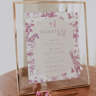 Poster Jolie Safari Toile de Jouy   Boisson pour Baby Sho