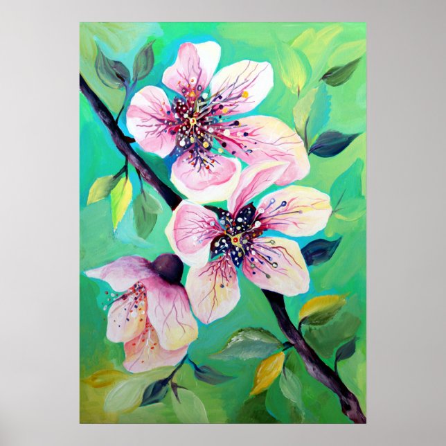 Poster Jolie Sakura Cherry Tree Flowers japonais (Devant)
