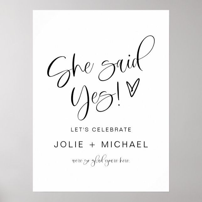 Poster JOLIE She Said Yes Engagement Party Welcome (Devant)