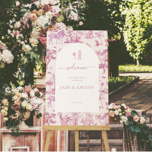 Poster Jolie Toile de Jouy Safari Fête de Naissance Ros