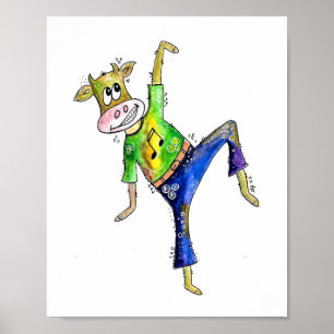 Poster Jolie vache dansante Whimsical