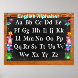 Poster Jolies chouettes Alphabet personnalisable