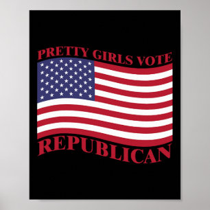 Poster Jolies Filles Votent Républicain Drapeau États-Uni