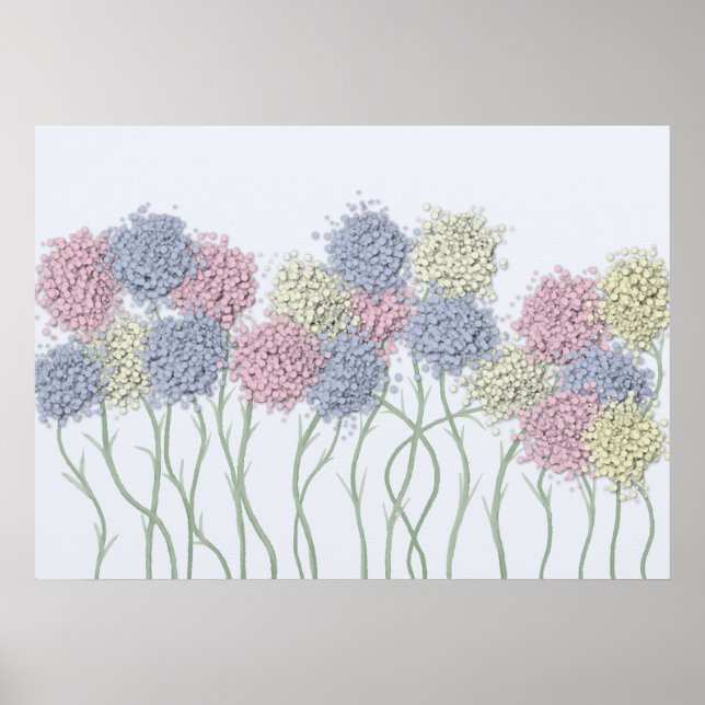 Poster Jolies Fleurs colorées Pastel (Devant)